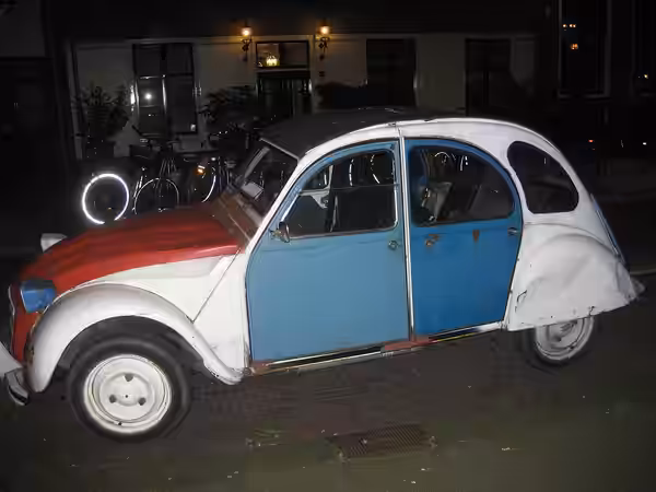 Last car that belonged to French filmmaker Jean Rouch (1917-2004). Citroën 2CV. Spotted in Amsterdam, 2014.