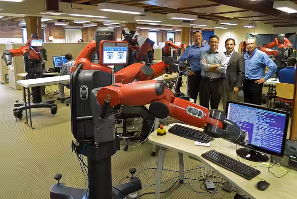with Rodney Brooks, founder of Rethink Robotics, and my partners Andreas and Josh. I learned a cool historical detail about the Rethink Robotics’ HQ in Boston;  (2013)