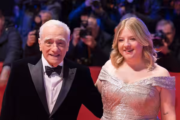 Martin Scorsese and Francesca Scorsese on the red carpet of the Honorary Golden Bear gala at the Berlinale 2024
