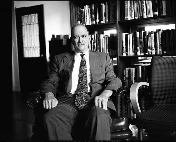 William Binney sitting in the offices of Democracy Now! in New York City, prior to appearing on a program there with Juan Gonzalez, Amy Goodman, and Jacob Appel (2012)