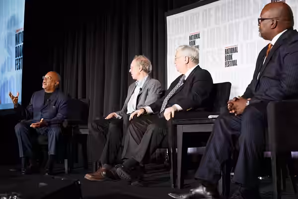 Henry Louis Gates Jr. speaks on a panel about race in America on the Understanding Our World Stage at the National Book Festival, August 31, 2019. Photo by Shaw
