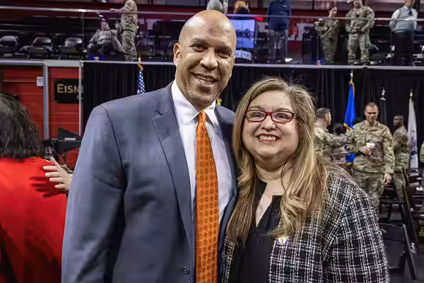 U.S. Sen. Cory A. Booker, left, has his photo taken after the 44th Infantry Brigade Combat Team, New Jersey Army National Guard’s Welcome Home Ceremony at the J (2025)