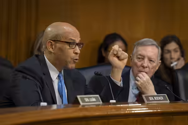 Sen. Cory Booker, N.J., speaks to Brooke Rollins during a Senate Agriculture, Nutrition, and Forestry Committee hearing on her nomination for Secretary of Agric (2025)