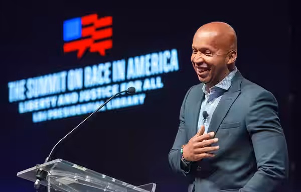 Public interest lawyer Bryan Stevenson, founder and executive director of the Equal Justice Initiative in Montgomery, Alabama, speaks about his mission at The S (2019)