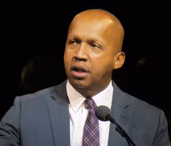 Bryan Stevenson speaking at a BYU forum.
