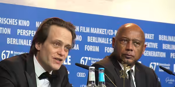 August Diehl and Raoul Peck at the press conference of The Young Karl Marx at the 2017 Berlin International Film Festival (2016)