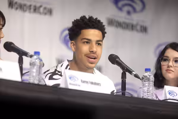 Marcus Scribner speaking at the 2019 WonderCon, for "She-Ra and the Princess of Power", at the Anaheim Convention Center in Anaheim, California. Please attribut