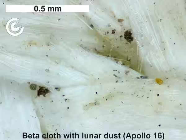 Detail of beta cloth with lunar Dust. Original artifact of Apollo 16 mission. (2020)