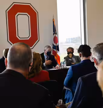 Agriculture Secretary Tom Vilsack , Senator Sherrod Brown and Dr Cathann A. kress, Vice President for Agricultural and Dean of the College of Food, Agricultural (2021)