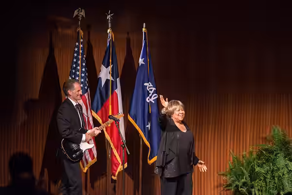 AUSTIN -- APRIL 10: GRAMMY Award-winning singer, Mavis Staples, opens the keynote address by President Barack Obama, 44th President of the United States of Amer (2014)