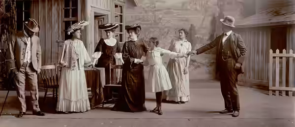 A scene from "Weather Beaten Benson," which opened Sept. 3, 1905, at the Grand Opera House, Seattle. Includes Joseph Slater, Julie Davenport, Lotta Linthicum, E