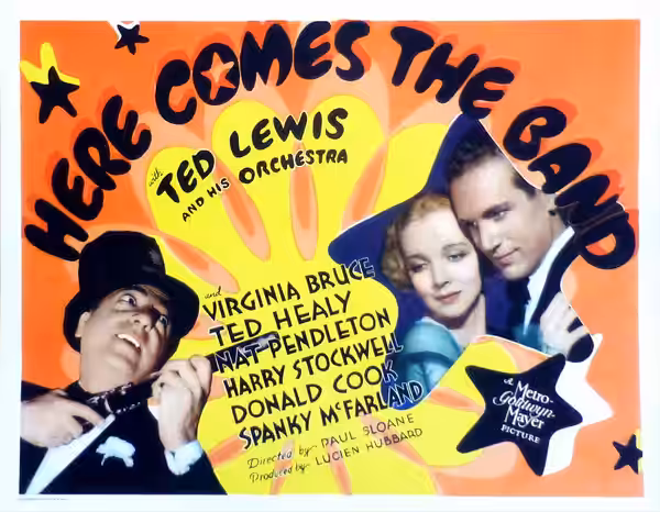 Lobby card for the 1935 film Here Comes the Band.