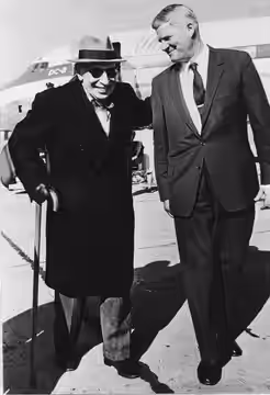 Anton Hartman meets Igor Stravinsky at Jan Smuts International Airport (current O. R. Tambo International Airport), 1962
