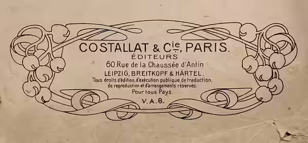 Art Nouveau cartouche on a Costallat magazine on Johann Sebastian Bach, sold at Sertarul Magic at Bulevardul Carol I no. 59, Bucharest (2023)