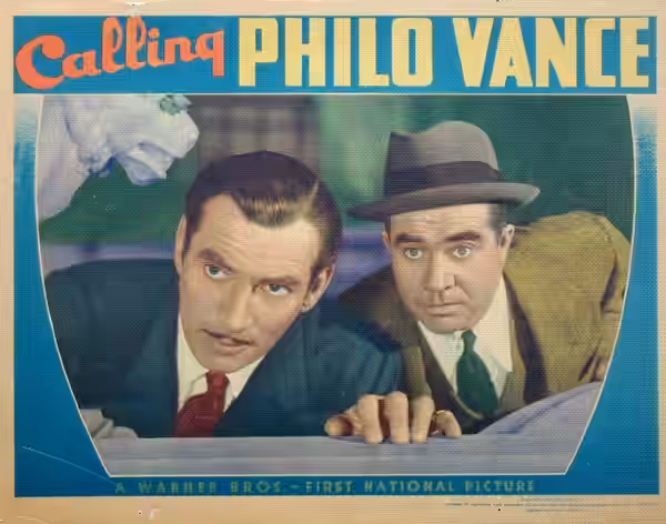 Lobby card for the 1940 film Calling Philo Vance, starring James Stephenson and Edward Brophy