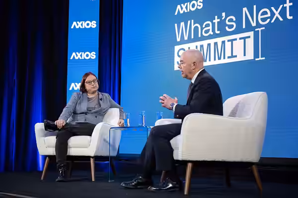WASHINGTON (March 19, 2024) Homeland Security Secretary Alejandro Mayorkas participates in a fireside chat with Ina Fried at the Axios What’s Next Summit in Was
