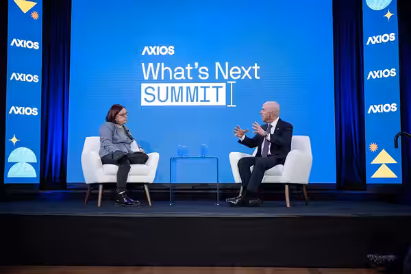 WASHINGTON (March 19, 2024) Homeland Security Secretary Alejandro Mayorkas participates in a fireside chat with Ina Fried at the Axios What’s Next Summit in Was