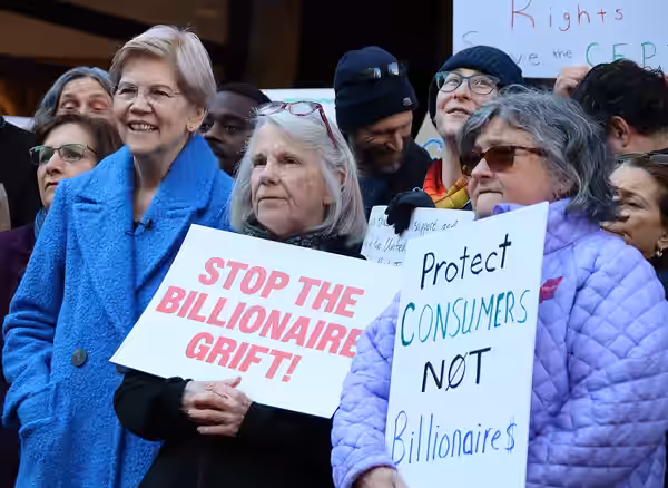 HANDS OFF THE CFPB RALLY at Consumer Financial Protection Bureau at 1700 G Street, NW, Washington DC on Monday evening, 10 February 2025 by Elvert Barnes Protes