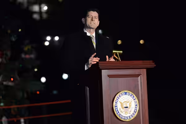 Speaker of the U.S. House of Representatives, Congressman Paul Ryan speaks during the U.S. Capitol Christmas Tree Lighting Ceremony at the Capitol Building in W (2018)