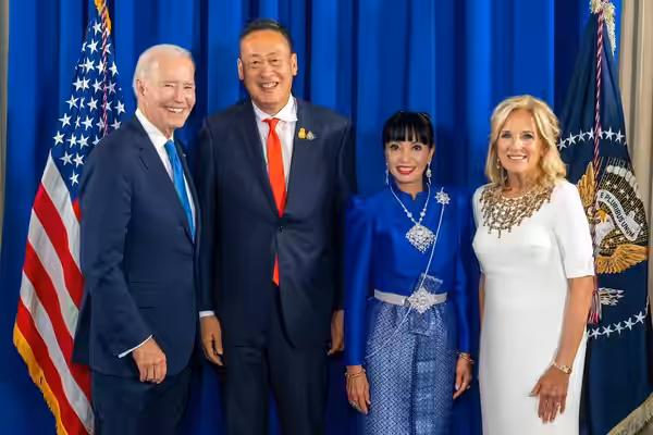 Original caption: A heartwarming moment captured between the Prime Minister of 🇹🇭 and @POTUS , where smiles transcend borders and symbolize the deep-rooted ties (2023)