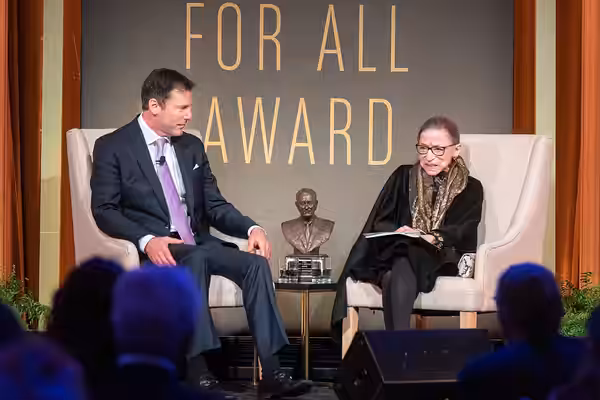 U. S. Supreme Court Justice Ruth Bader Ginsburg and LBJ Foundation President and CEO Mark K. Updegrove discuss the justice’s trailblazing career at the Library  (2020)