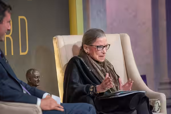 U. S. Supreme Court Justice Ruth Bader Ginsburg and LBJ Foundation President and CEO Mark K. Updegrove discuss the justice’s trailblazing career at the Library  (2020)