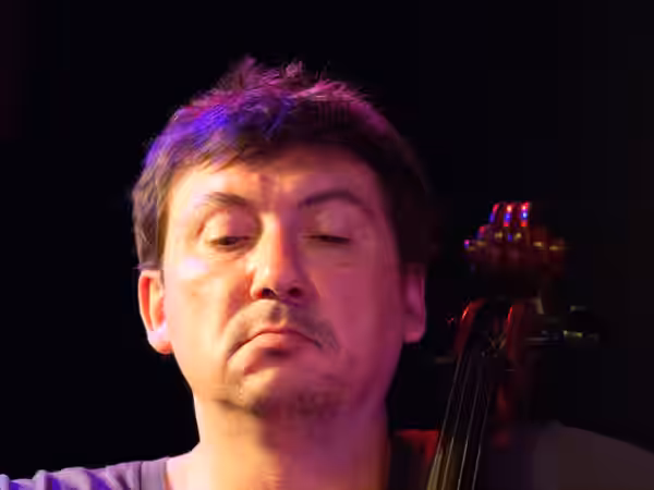 Vincent Courtois, Jazz cellist; Picture taken in Jazz Club Unterfahrt, Munich/Bavaria (2012)
