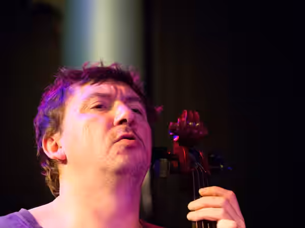 Vincent Courtois, Jazz cellist; Picture taken in Jazz Club Unterfahrt, Munich/Bavaria (2012)