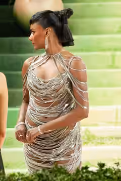 Simone Ashley at the 2026 Met Gala, wearing fashion in theme of "Costume Art"