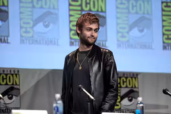 Douglas Booth speaking at the 2015 San Diego Comic Con International, for "Pride and Prejudice and Zombies", at the San Diego Convention Center in San Diego, Ca