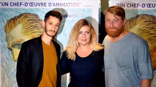 Avant-première du film "La Passion Van Gogh" : Pierre Niney, Dorota Kobiela, Hugh Welchman. (2017)