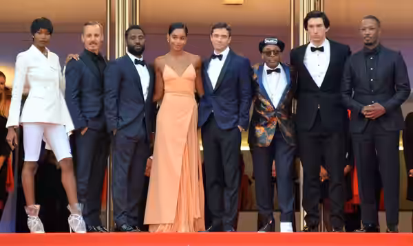 Présentation du film BlacKkKlansman au festival de Cannes : Damaris Lewis, Jasper Pääkkönen, John David Washington, Laura Harrier, Topher Grace, Spike Lee, Adam (2018)