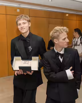 Emmanuel Macchia and Valentin Campagne, Best Actor winners, at 2026 Cannes Film Festival