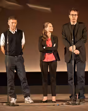 Vincent Cassel, Joséphine Japy et Dominik Moll à une avant-première du film Le Moine au festival Paris Cinéma 2011.