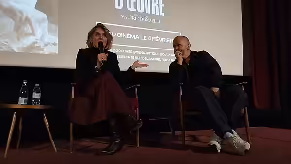 Valérie Donzelli et Gilles Marchand lors d'une avant-première d'"À pied d'oeuvre" aux 7 Parnassiens, le 19 janvier 2026.
