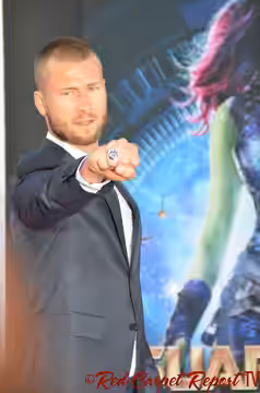 Glen Powell at Premiere of Guardians of the Galaxy (2015)