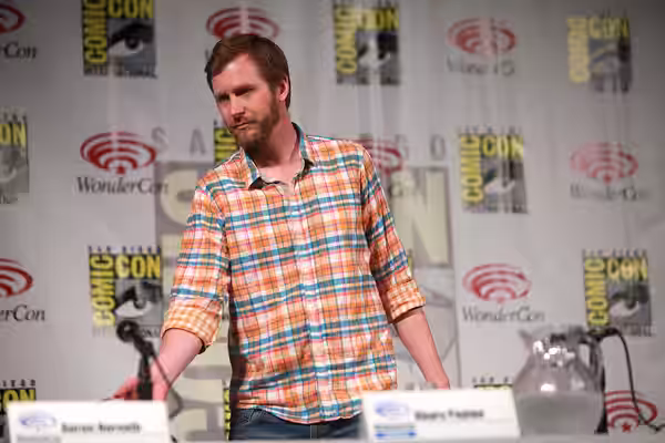 Aaron Horvath speaking at the 2014 WonderCon, for "Teen Titans Go!", at the Anaheim Convention Center in Anaheim, California. Please attribute to Gage Skidmore 