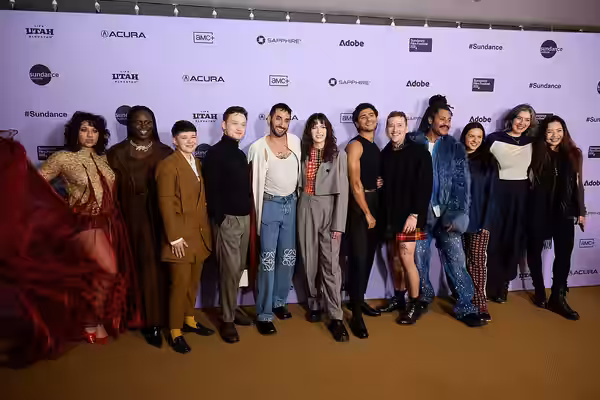 Group photo of the actors and producers of the movie Layla at the 40th Sundance Film Festival in Park City, Utah, on January 18, 2024