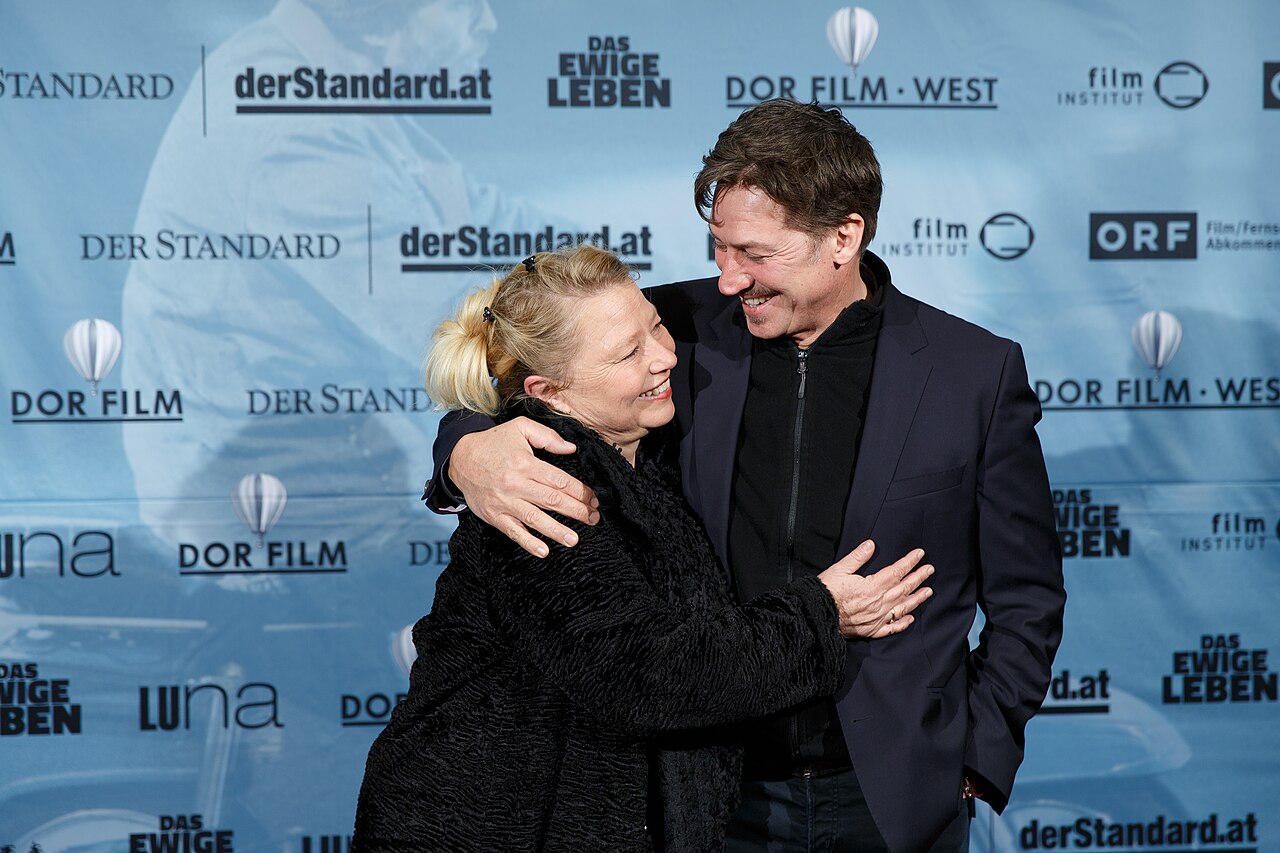 Premiere of the film Das ewige Leben at Gartenbaukino in Vienna, Austria: Margarethe Tiesel and Tobias Moretti. (2015)