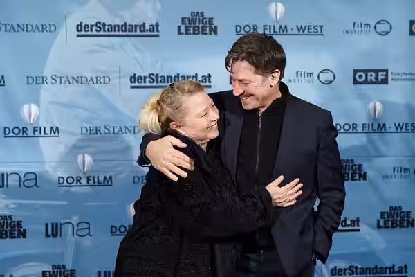 Premiere of the film Das ewige Leben at Gartenbaukino in Vienna, Austria: Margarethe Tiesel and Tobias Moretti. (2015)