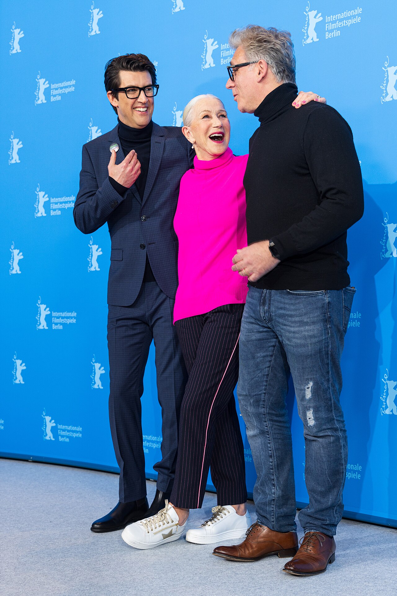 Guy Nattiv, Helen Mirren and Lior Ashkenazi presenting the movie Golda at the Berlinale 2023