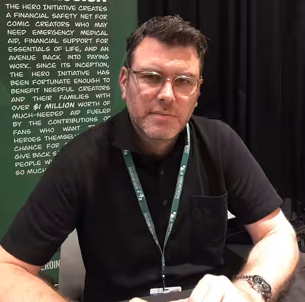 Costume designer, comics illustrator and film storyboard and concept artist Glyn Dillon in Artists Alley on Sunday, October 8, 2017 at the Jacob K. Javits Conve