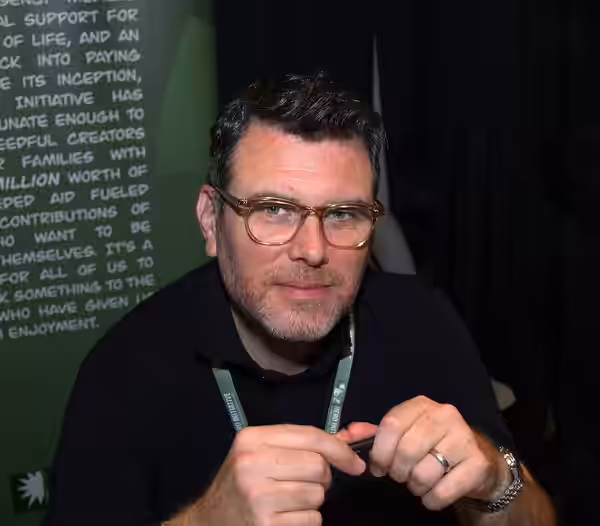 Costume designer, comics illustrator and film storyboard and concept artist Glyn Dillon in Artists Alley on Sunday, October 8, 2017 at the Jacob K. Javits Conve