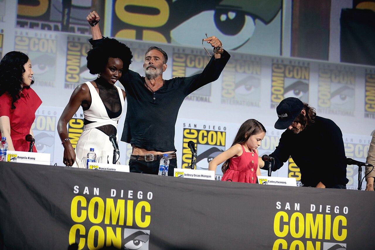 Angela Kang, Danai Gurira, Jeffrey Dean Morgan, Cailey Fleming and Norman Reedus speaking at the 2019 San Diego Comic Con International, for "The Walking Dead",