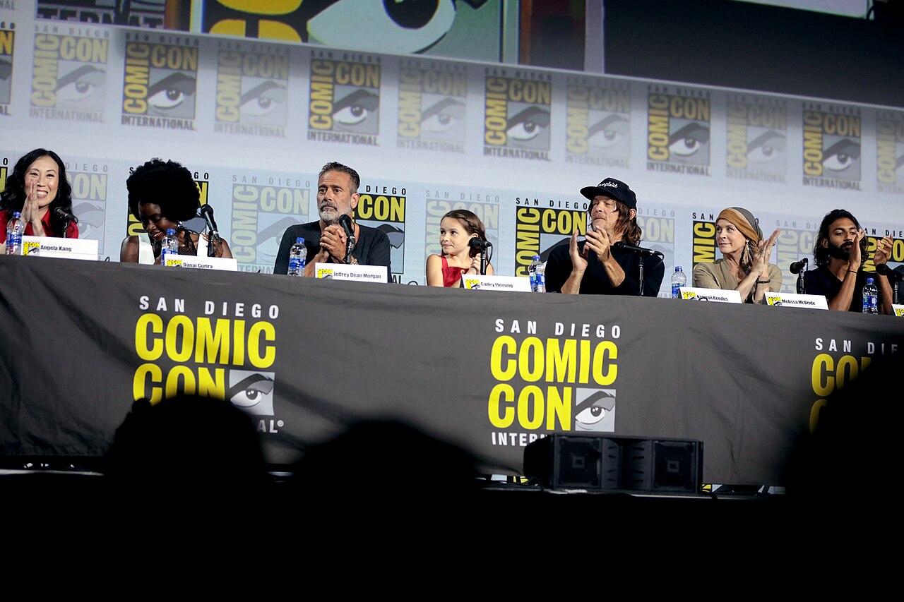 Angela Kang, Danai Gurira, Jeffrey Dean Morgan, Cailey Fleming, Norman Reedus, Melissa McBride and Avi Nash speaking at the 2019 San Diego Comic Con Internation