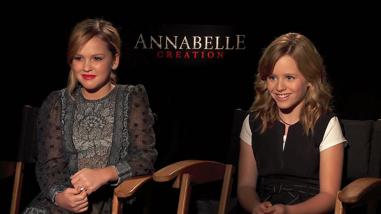American child actresses Talitha Bateman and Lulu Wilson talk about their experience filming Annabelle Creation - on theaters August 11th, 2017.