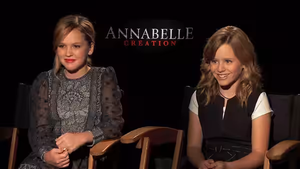 American child actresses Talitha Bateman and Lulu Wilson talk about their experience filming Annabelle Creation - on theaters August 11th, 2017.