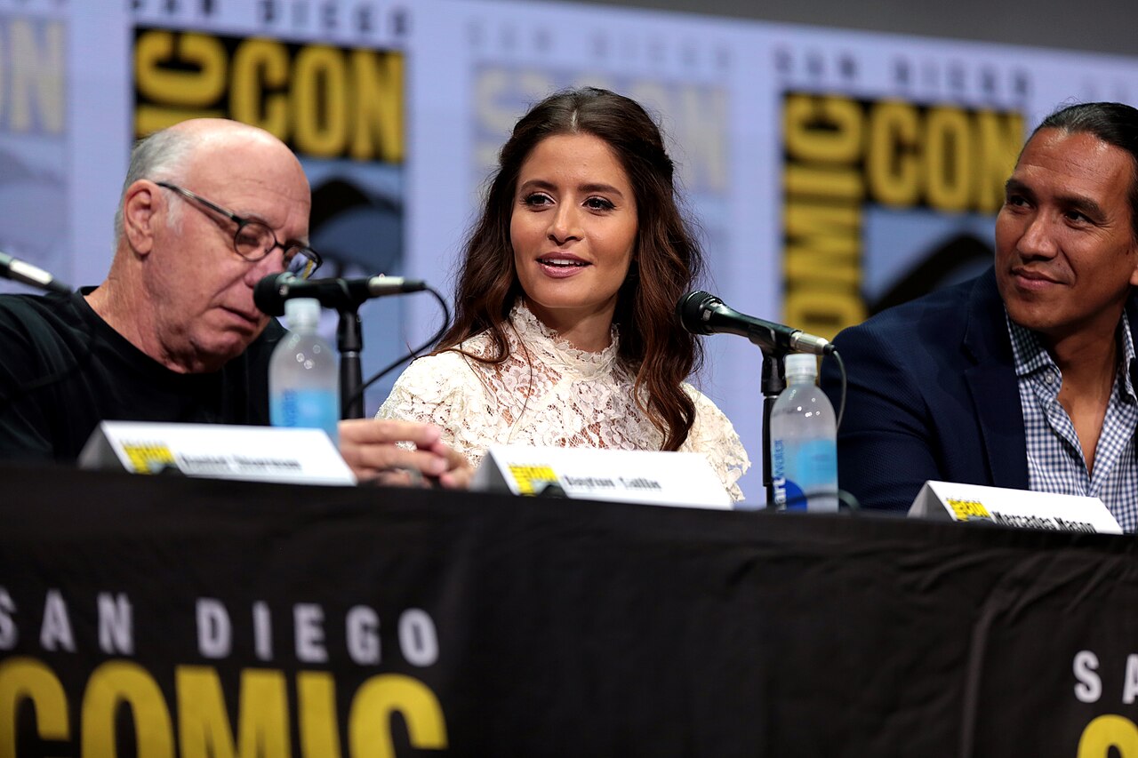 Dayton Callie, Mercedes Mason and Michael Greyeyes speaking at the 2017 San Diego Comic Con International, for "Fear the Walking Dead", at the San Diego Convent