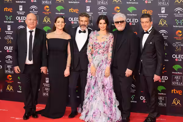 Equipo de la película Dolor y gloria en la alfombra roja de la ceremonia de entrega de los Premios Goya 2020, celebrados en Málaga