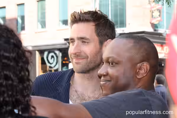Close-up wth Oliver Jackson-Cohen at TIFF 2022 after press conference for movie Emily